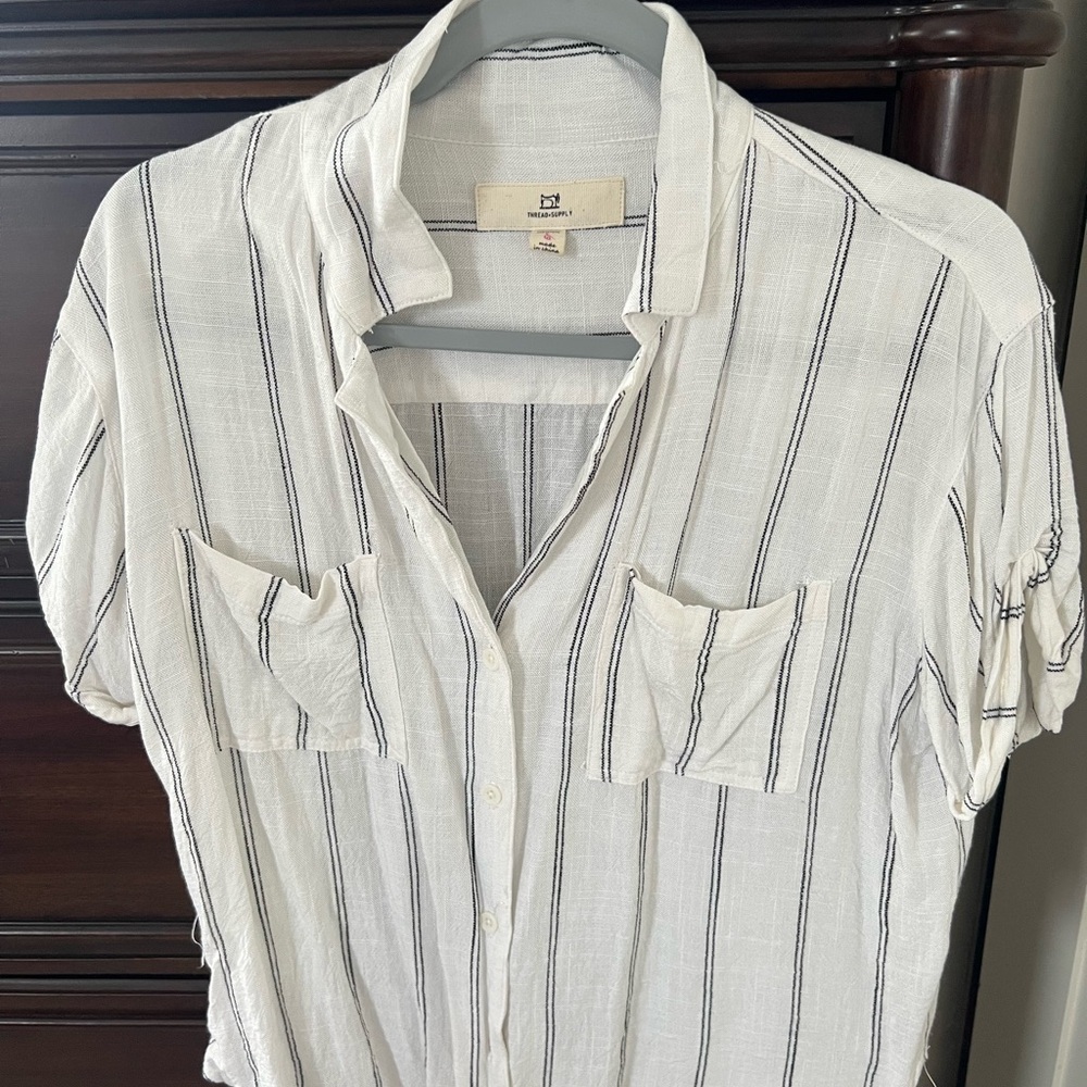 Thread & Supply White Casual Button Down Shirt